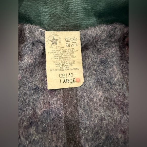 Vintage 1990’s Carhartt Dark Teal Blanket-Lined Barn/ Chore Coat Jacket Size L - Picture 8 of 14